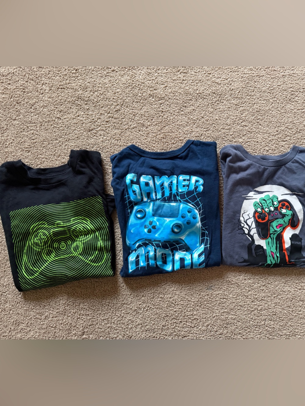 Boys Graphic Tee Bundle - Gamer & Neon Skull Designs, Black/Navy/Gray